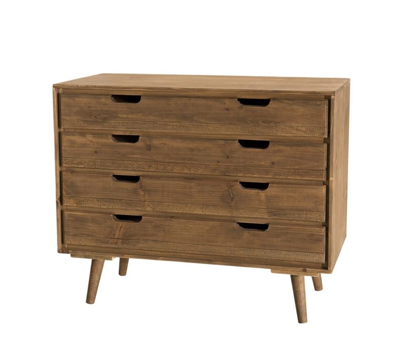 Andy - Commode Scandi Bois Marron 4 Tiroirs