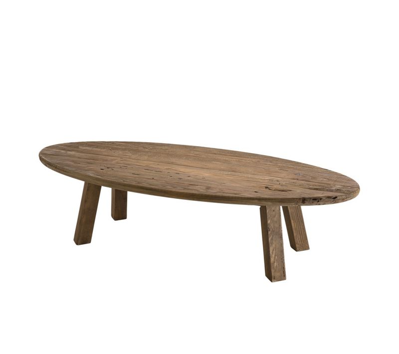 Sandy - Table Basse Ovale Marron Bois Pin Recyclé