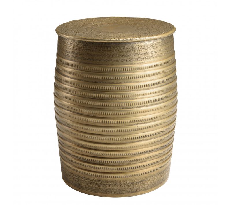 Honore - Table D'appoint Alu L33cm H45cm Couleur Laiton Foncé à Motifs