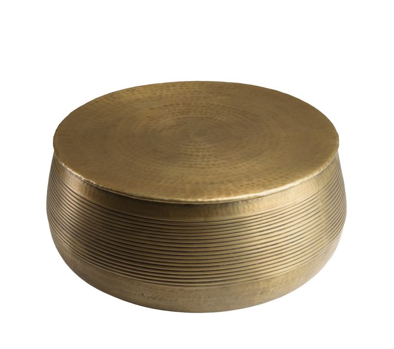 Honore - Table Basse Ronde Alu. 70x70cm Pied Strié Couleur Laiton