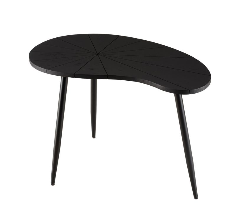 James - Table D'appoint Ovoïde Plateau Texturé Noir Mat Pieds Noir