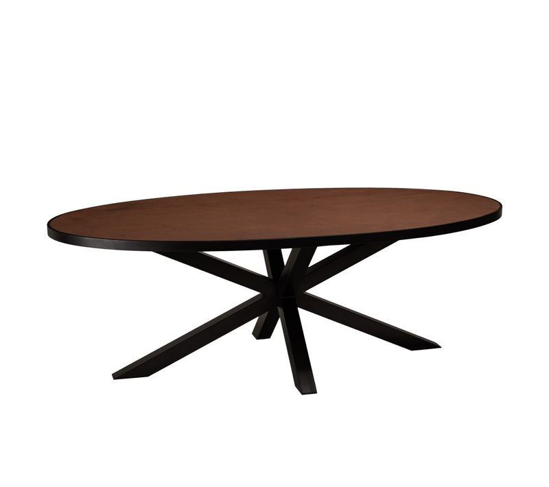 Basile - Table à Manger 220x110 Effet Pierre Couleur Marron