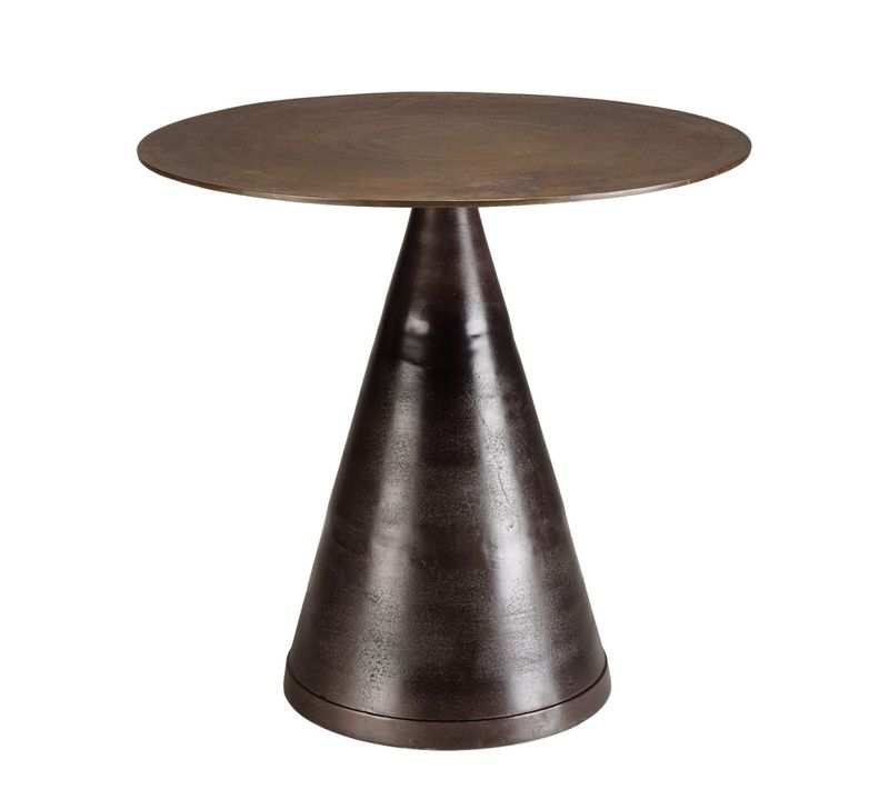 Johan - Table Ronde 80cm Alu Couleur Laiton Pied Conique