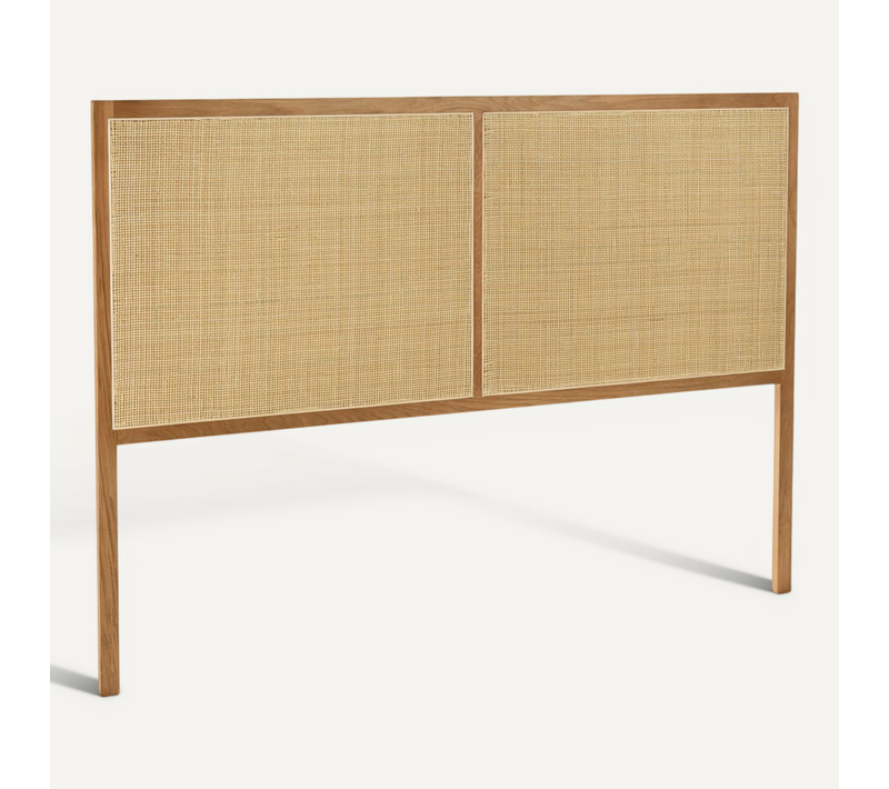 Sya - Tête De Lit En Rotin Naturel Et Chêne Massif Pour Lits 140/160cm