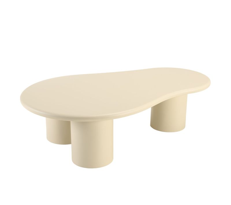 Ugo - Table Basse Forme Organique Couleur Beige Effet Béton