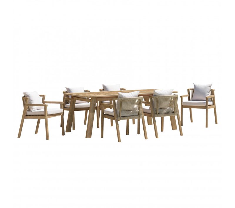 Celestin - Salon De Jardin Acacia/cordage Synthétique Beige 6 Personnes