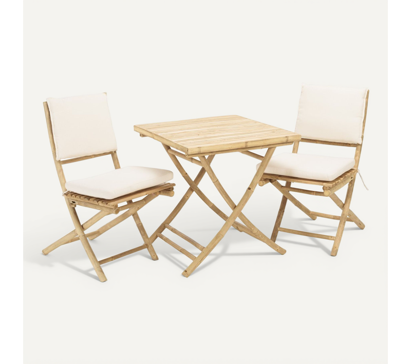 Vital - 2 Chaises Et 1 Table Pliantes En Bambou