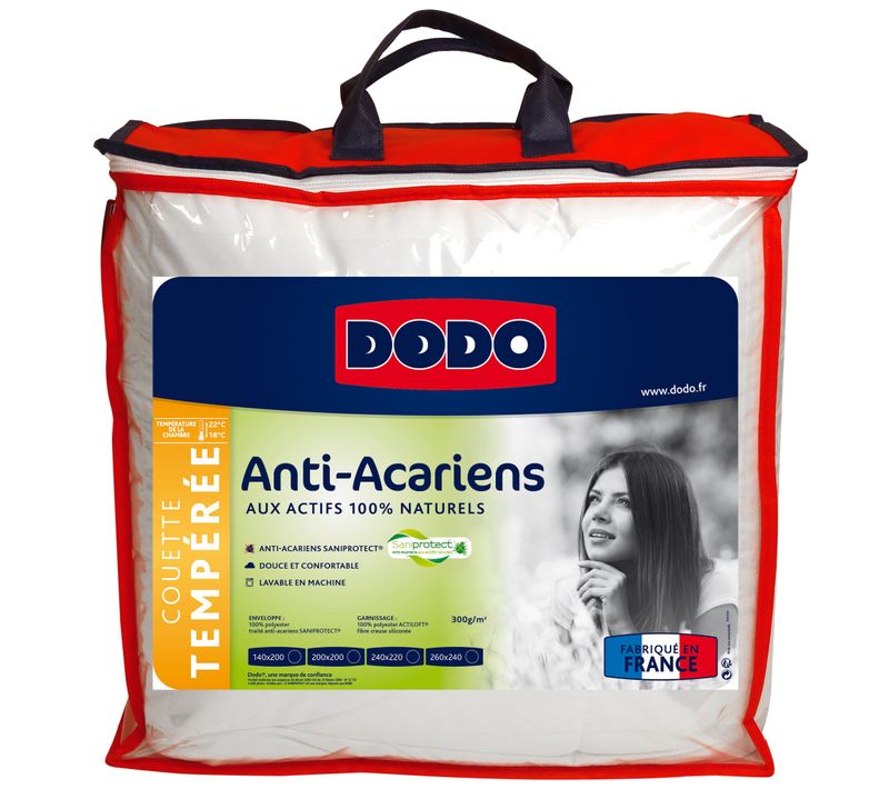 Couette tempérée 140x200 cm DODO SANIPROTECT ANTI-ACARIENS