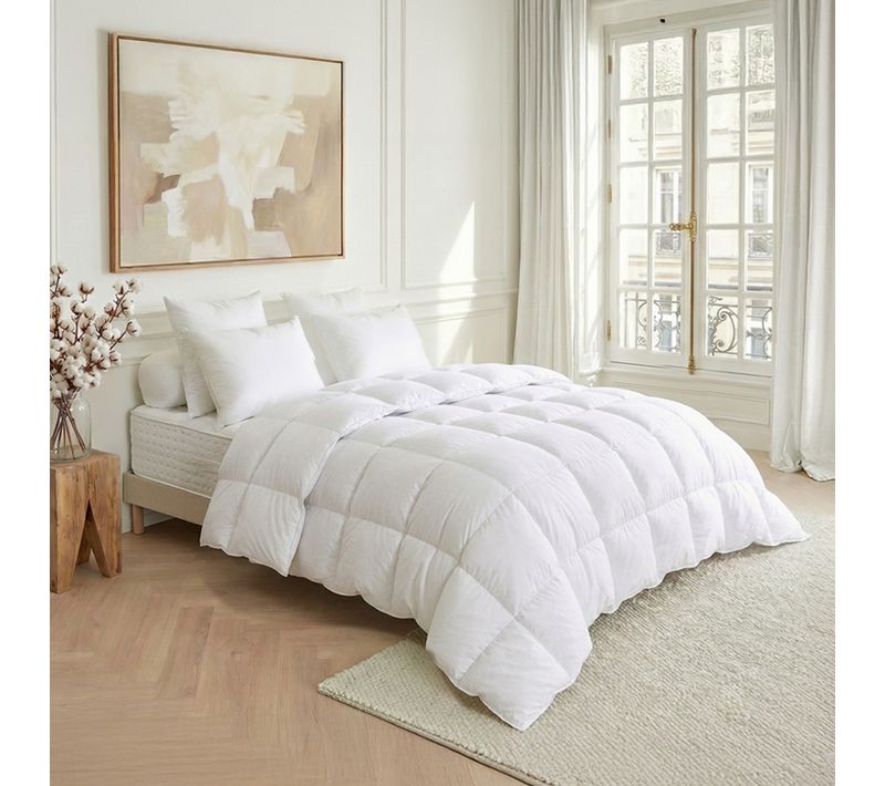 Couette Duvet Tradition Temperee - 70% Duvet D'oie 220 X 240 Cm Blanc