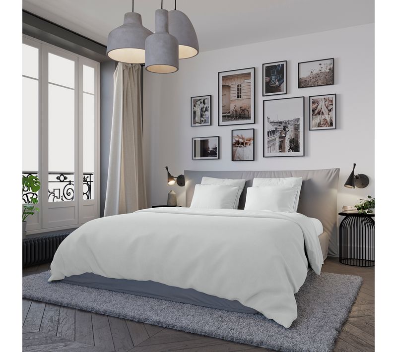 Housse De Couette Confort Jersey Coloris Blanc 200 X 200 Cm Blanc
