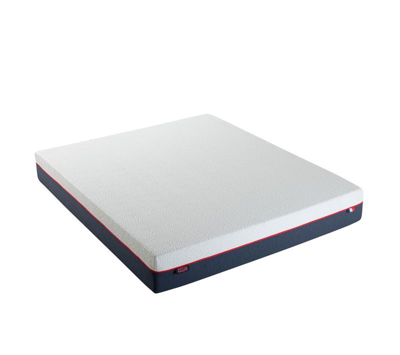 Matelas Mousse L'incontournable Mi-ferme 160 X 200 Cm Blanc, Bleu Foncé