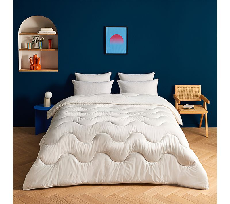 Pack Couette Tempérée + 2 Oreillers Anti Punaises De Lit 240 X 260 Cm Blanc