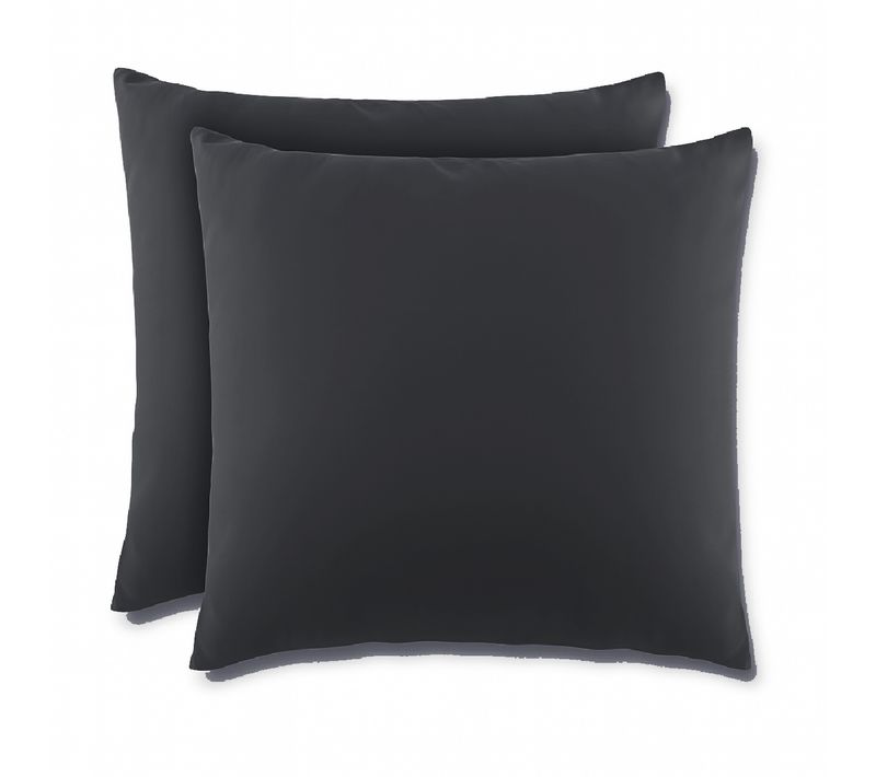 Lot De 2 Taies D'oreiller 2 En 1 - Alèse Absorbante Intégrée - Coloris Carbone 60 X 60 Cm Noir