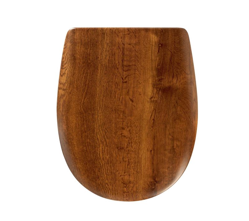 Abattant Easy Clip à Descente Assistée En Chêne Rustique Mat - 38x49.5 Cm - Marron Clair