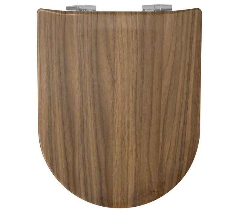 Abattant Double Olfa Descente Assistée "bois De Noyer" - 47x36.5 Cm - Marron Clair