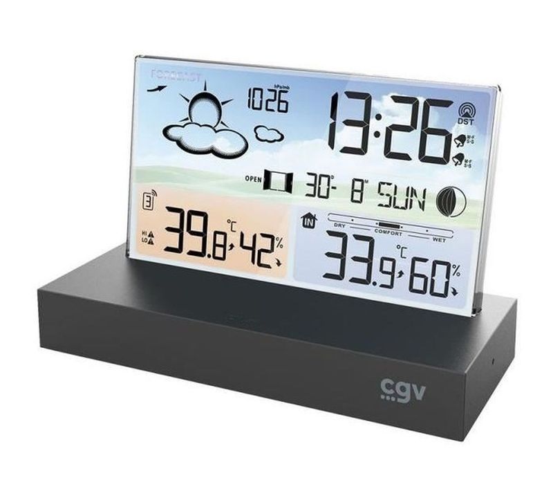 Station Météo Sans Fil à Écran Plat — Temp. Et Humidité Int./ext., Horloge Intégrée