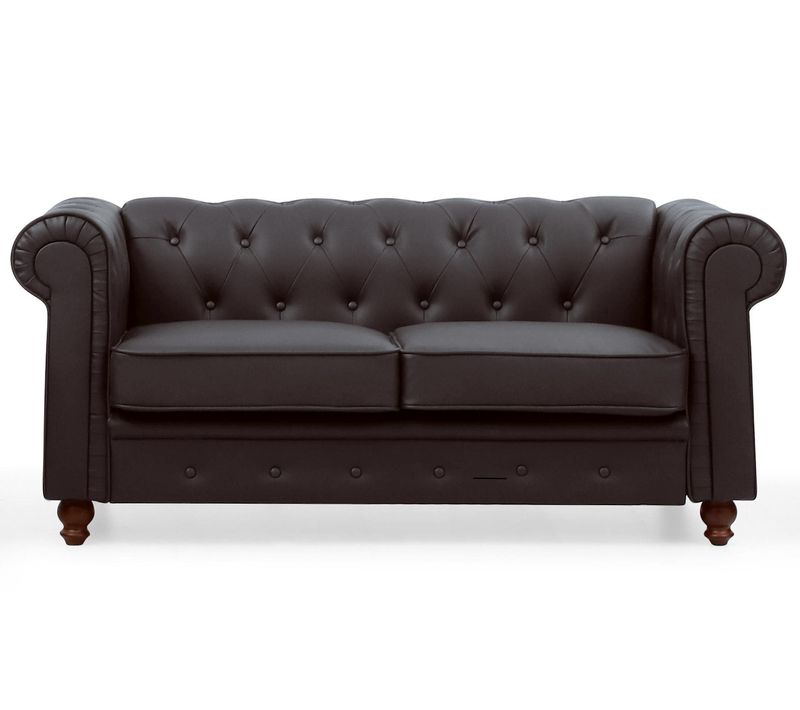 Grand Canapé 2 Places Chesterfield Marron