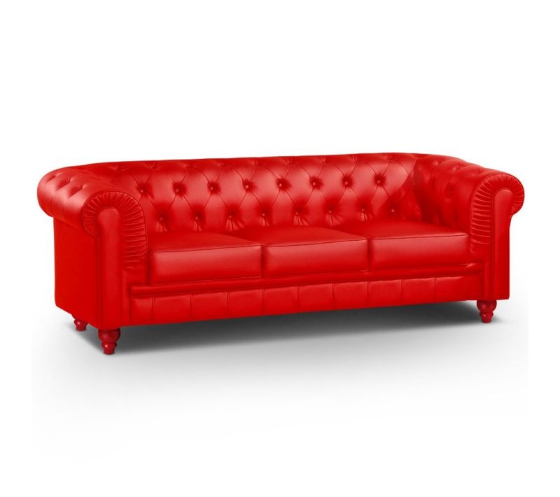 Grand Canapé 3 Places Chesterfield Rouge
