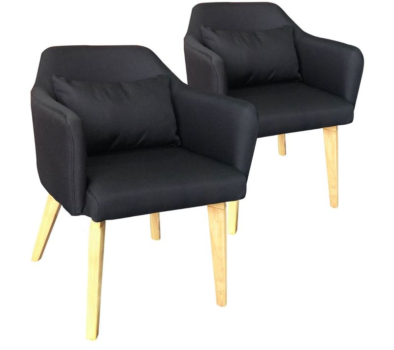 Lot De 2 Fauteuils Scandinaves Dantes Tissu Noir