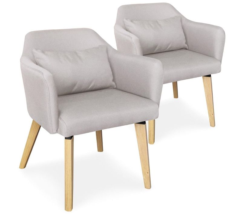 Lot De 2 Fauteuils Scandinaves Dantes Tissu Beige
