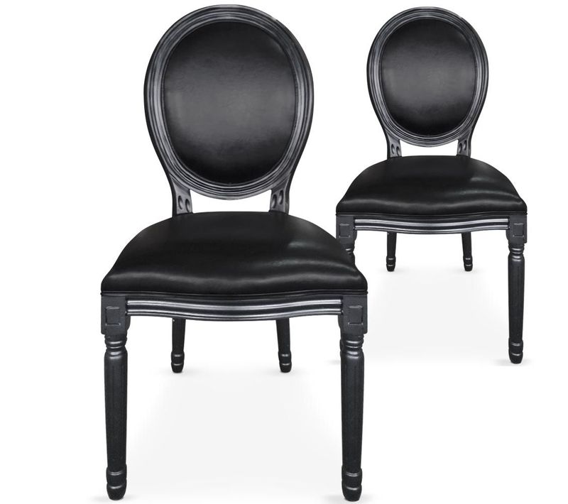Lot De 20 Chaises Médaillon Louis Xvi Simili (p.u) Noir