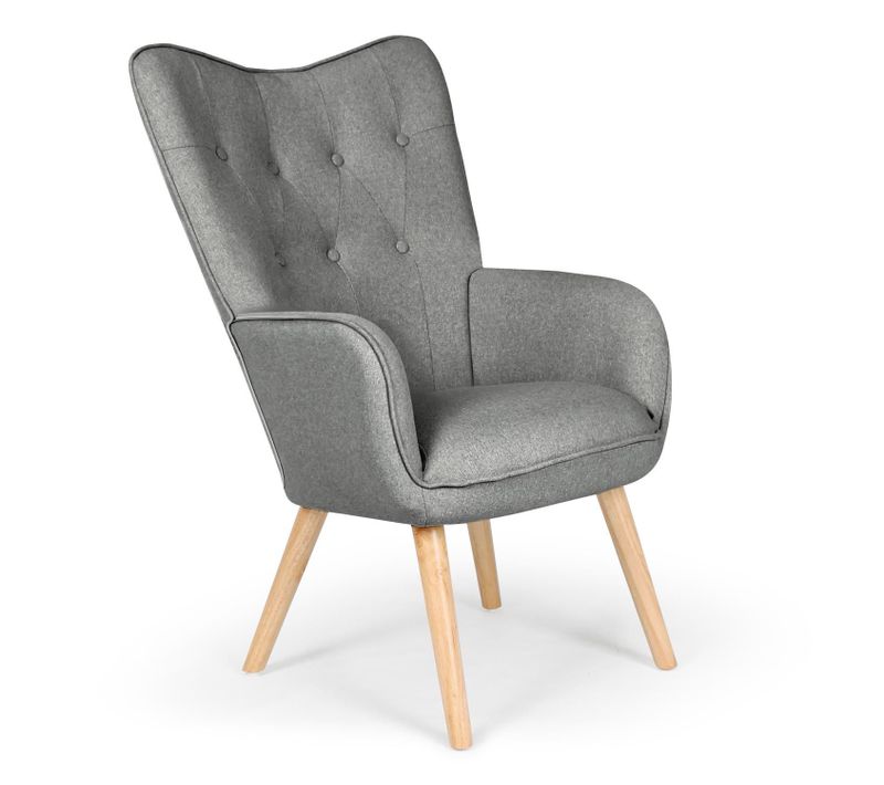 Fauteuil Scandinave Klarys Tissu Gris
