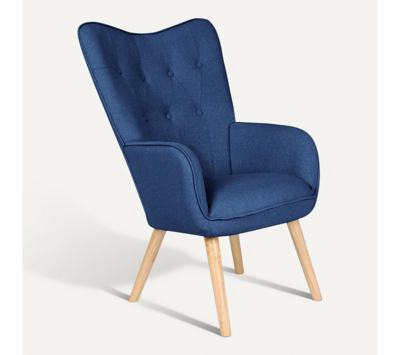 Fauteuil Scandinave Klarys Tissu Bleu