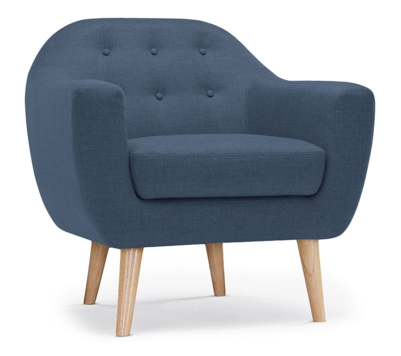 Fauteuil Scandinave Savoy Tissu Bleu