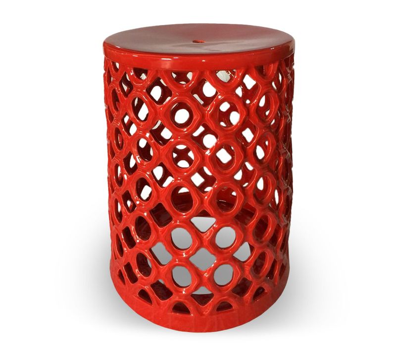 Pouf En Céramique Shyshou Rouge