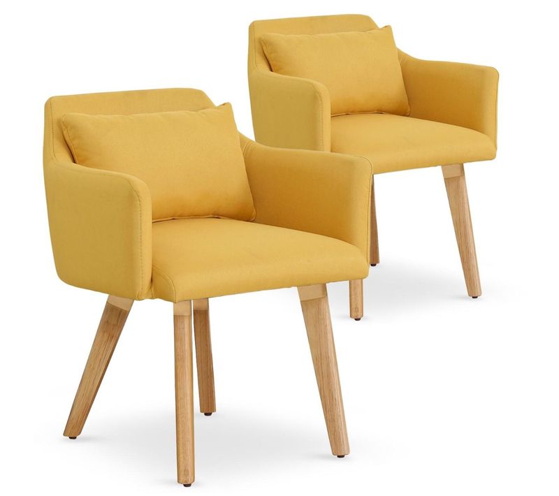 Lot De 2 Fauteuils Scandinaves Gybson Tissu Jaune