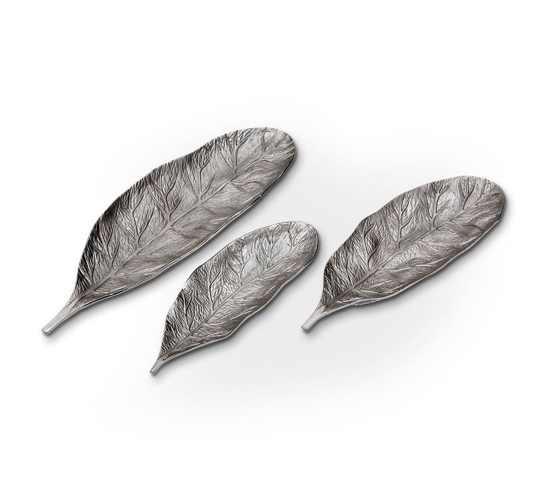 Lot De 3 Plateaux De Présentation "leaf" 64cm Argent