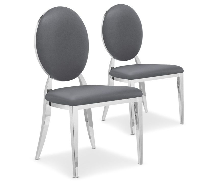 Lot De 2 Chaises Médaillon Sofia Simili Gris