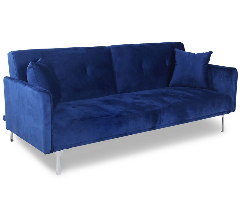 Canapé Convertible Clic-clac 3 Places Carla Velours Bleu