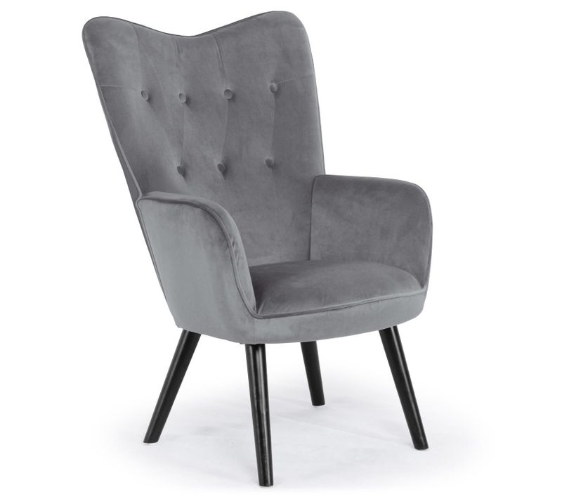 Fauteuil Scandinave Klarys Velours Gris