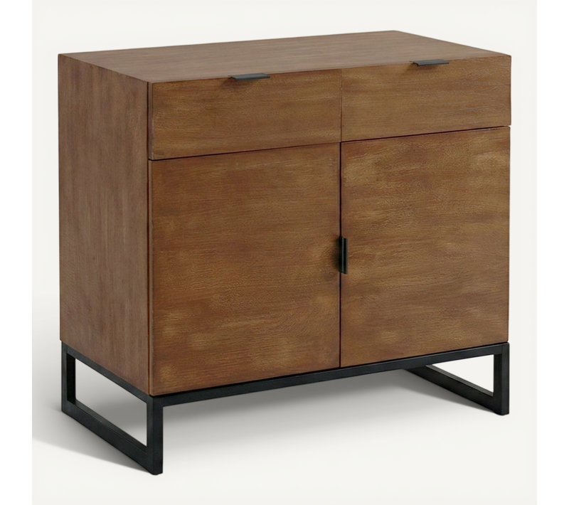 Commode 2 Tiroirs Et 2 Portes Battantes Panara Chêne Clair