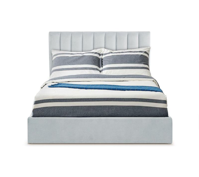 Lit Coffre Songe + Sommier Velours Argent 160x200 cm