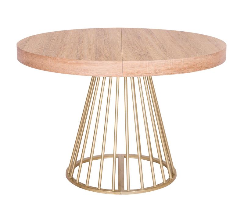 Table Ronde Extensible Soare Chêne Clair Pieds Or