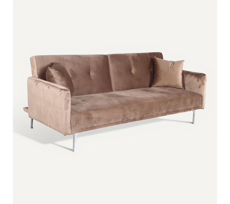 Canapé Convertible Clic-clac 3 Places Carla Velours Taupe