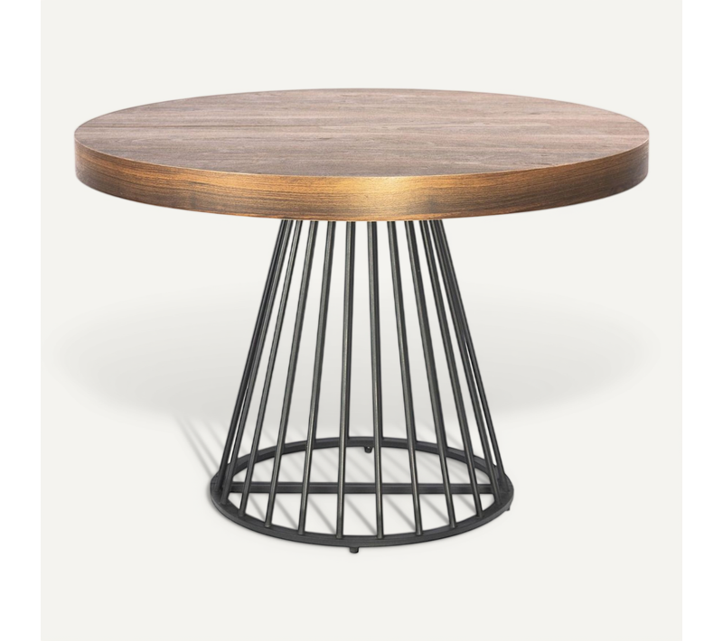 Table Ronde Extensible Grivery Bois Noisette Pieds Noir