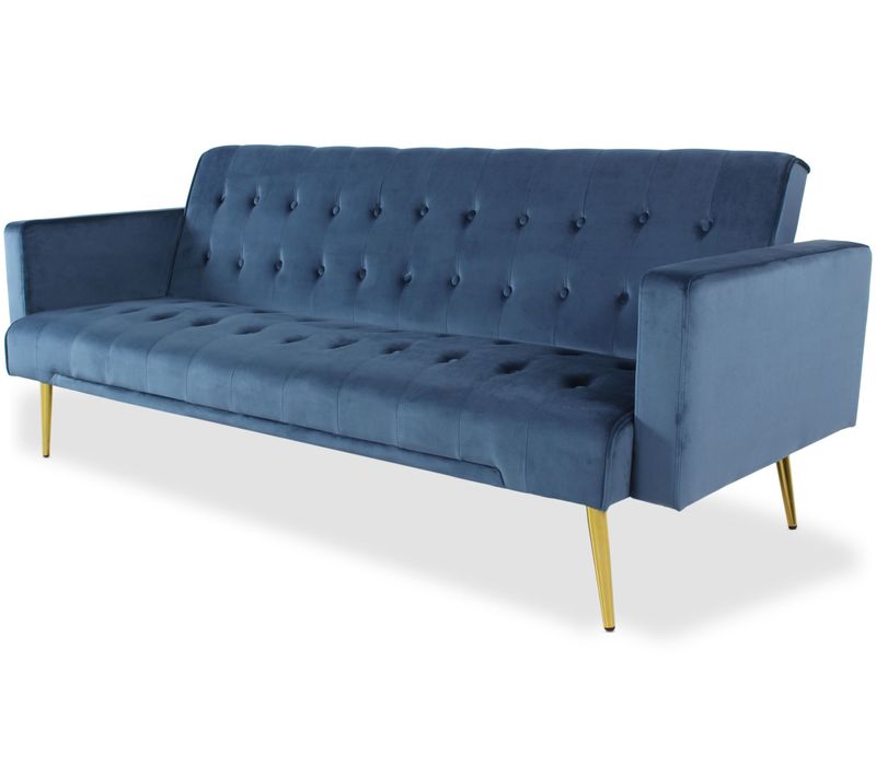 Canapé Convertible Clic-clac Justy Velours Bleu