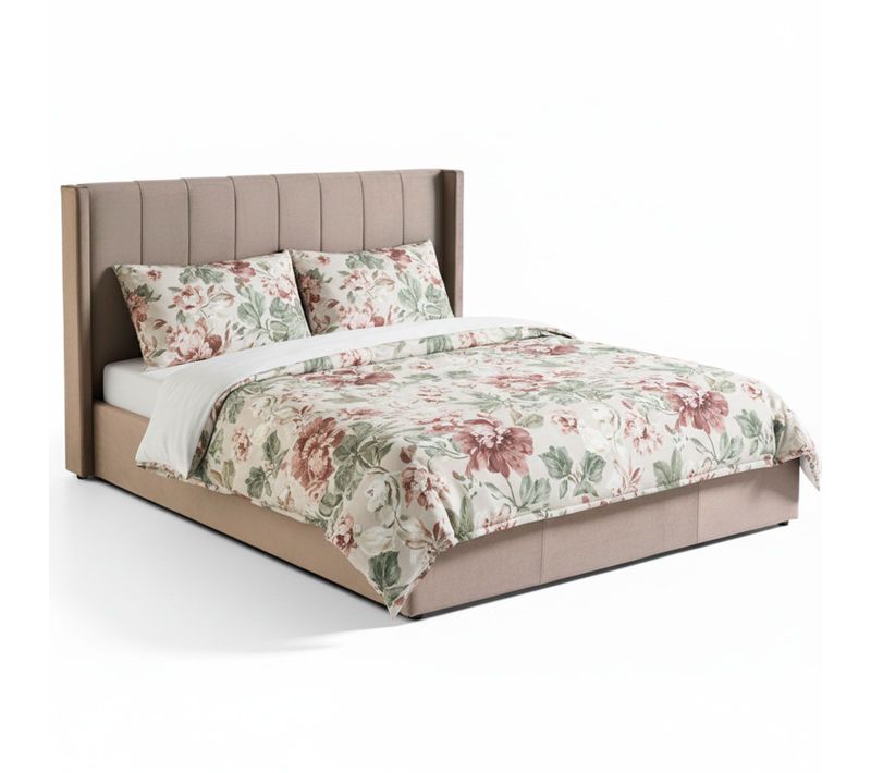 Lit Double Magorial Avec Sommier Relevable 180x200cm Velours Taupe