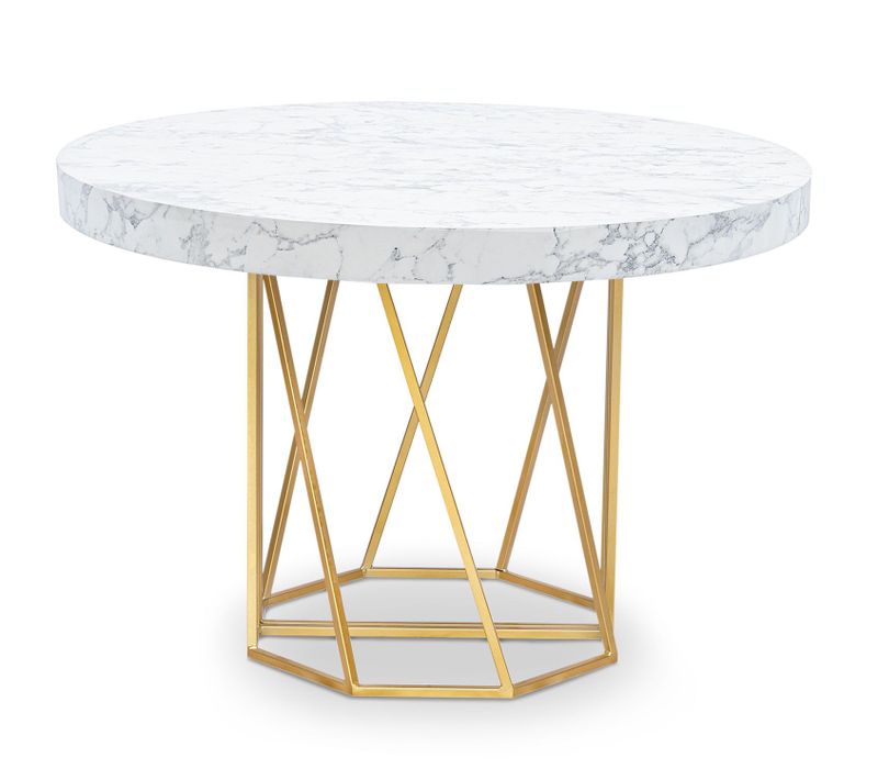 Table Ronde Extensible Yasmina Effet Marbre Et Pieds Or