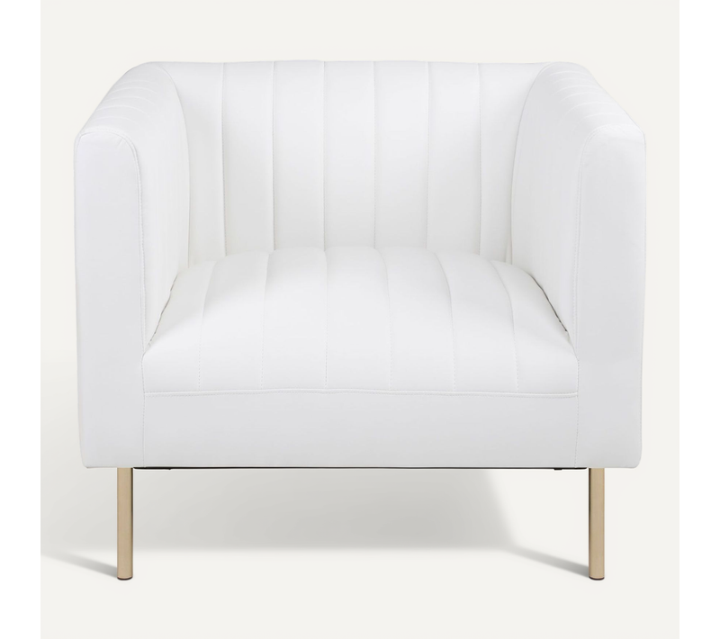 Fauteuil Moderne à Coutures Verticales Sacramento Simili Blanc