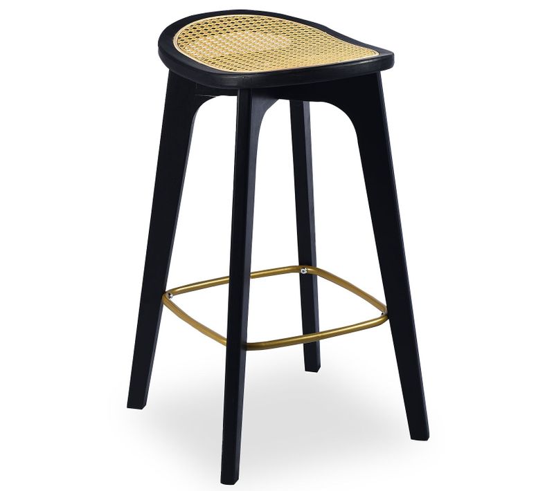 Tabouret De Bar Yokori En Cannage Et Bambou Noir