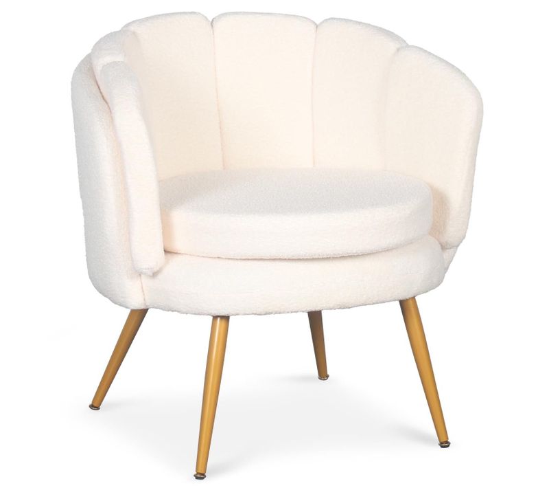 Fauteuil Arrondi Brenda Tissu Bouclette Beige