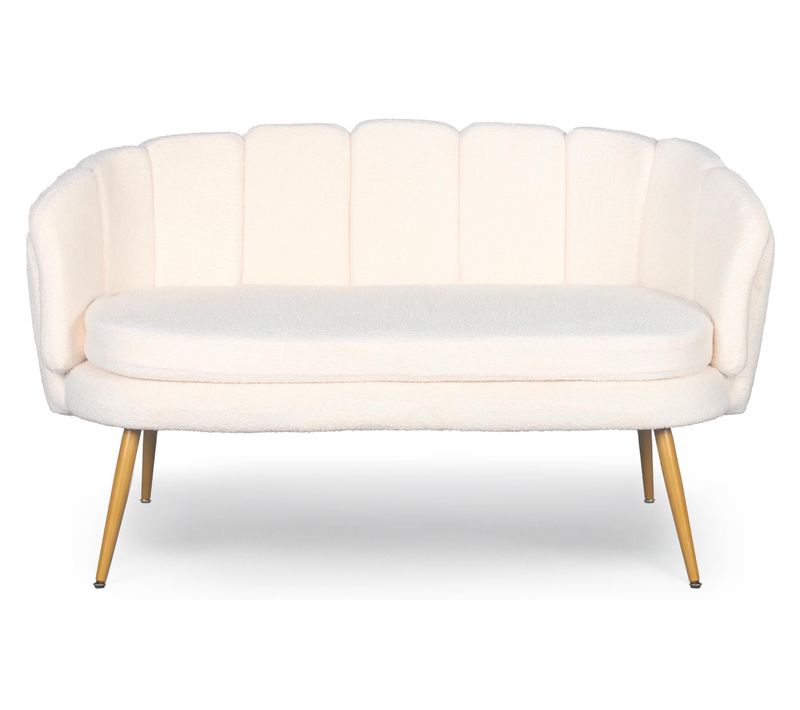 Canapé 2 Places Arrondi Brenda Tissu Bouclette Beige