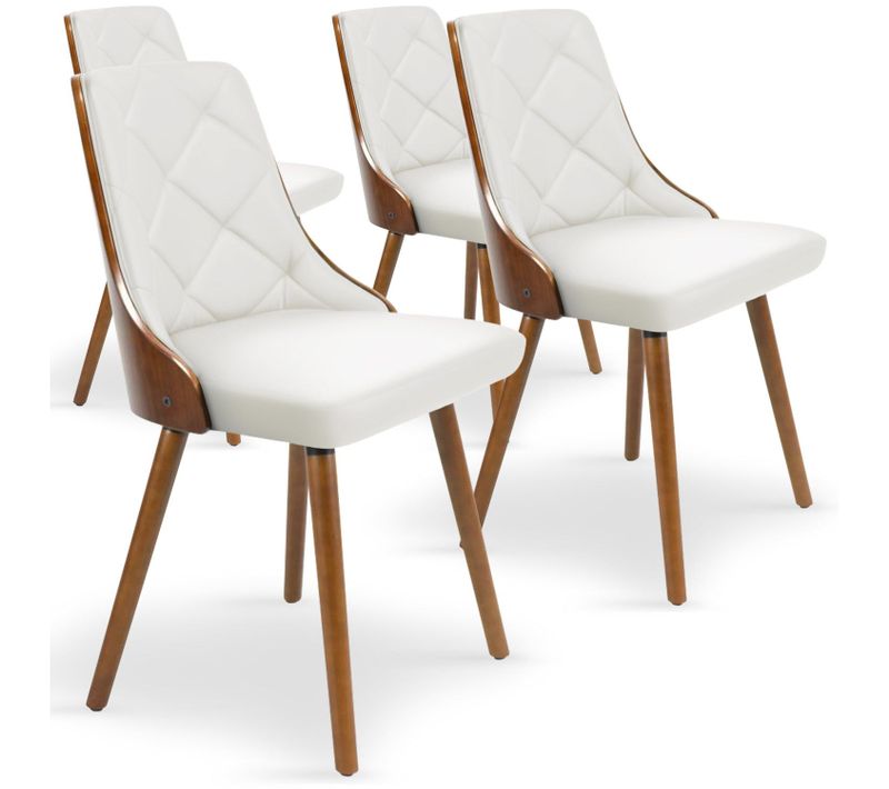 Lot De 4 Chaises Scandinaves Lalix Bois Noisette Et Blanc