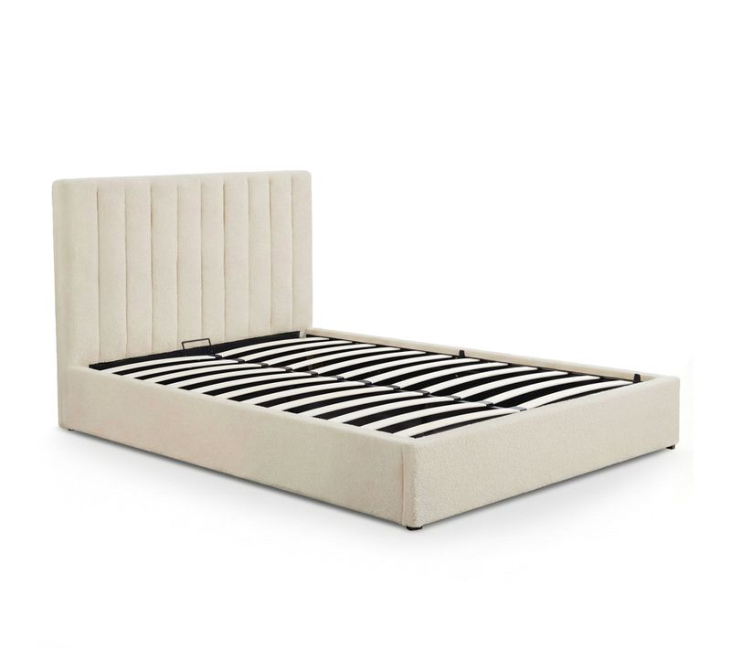 Lit Coffre Design Bouclette "songa" 140x190cm Beige