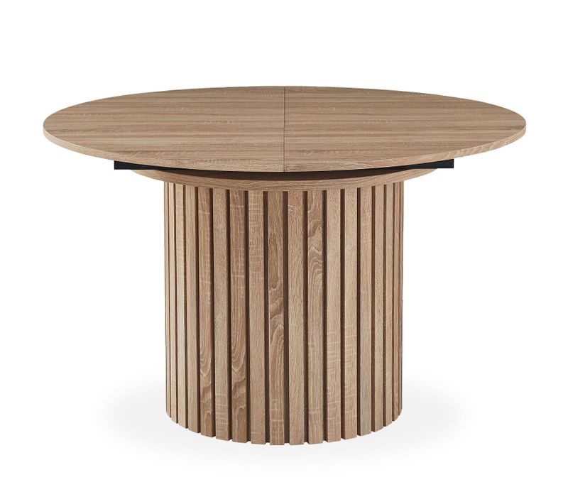 Table Ronde Extensible Pied Central Style Colonne Burkina 120-160cm Bois Sonoma