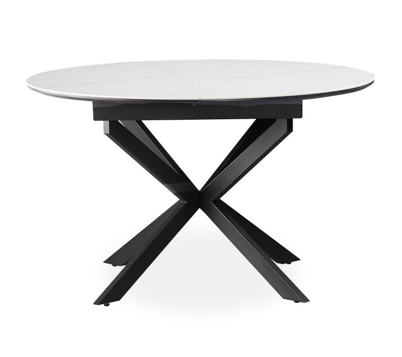 Table Extensible Tyrese 160cm Pieds En étoile Et Plateau Effet Marbre Blanc